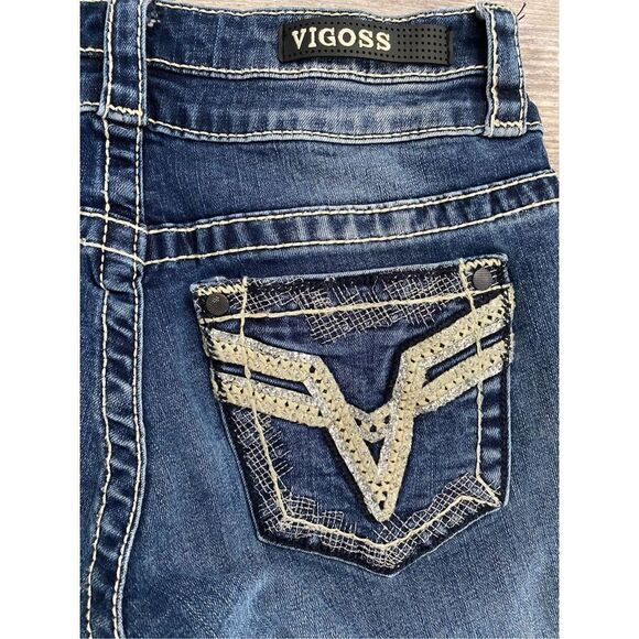 Vigoss Capri Heritage Fit Jeans Cropped Bling Women Size 4 - Picture 7 of 8